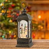 Lasumora Christmas Snow Globe Swirling Glittering Snowman Scene with Timer & Music, Lighted Water Lantern USB Lined/Battery Operated for Christmas Festival Decoration Gifts - 11.4 inch