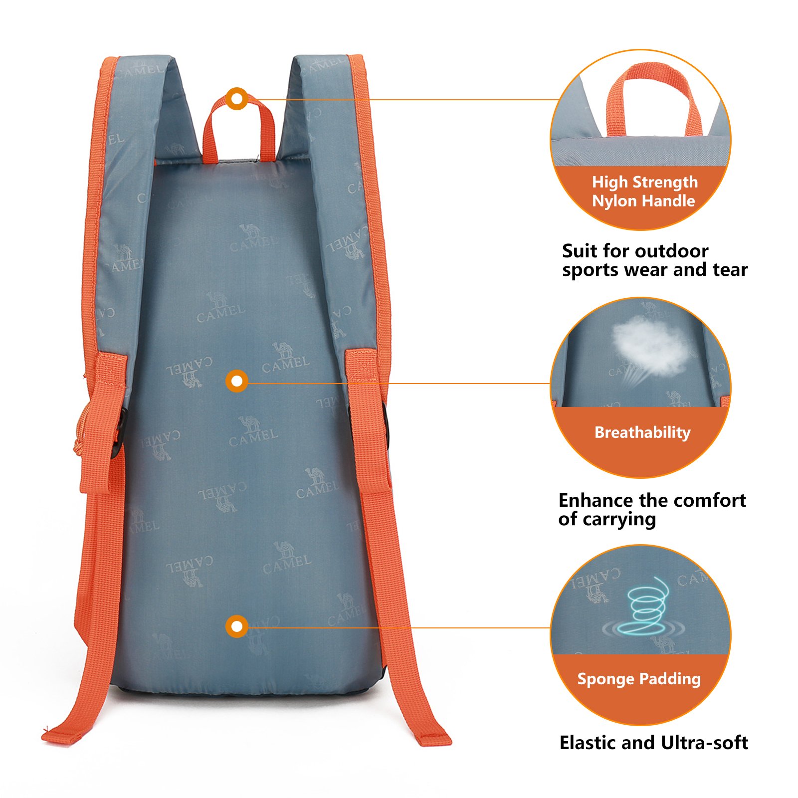 Camel 10L Lightweight Travel Backpack Outdoor Mountaineering Hiking Daypack with Durable & Waterproof (Dark Blue)