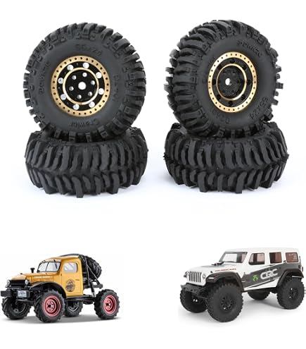 thumbnail image 2 of RCAWD 1.3in Beadlock Wheel & Tire Set For FMS FCX24 & Axial SCX24 RC Crawlers - 4 Pre-Mounted 2 of 9