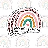 3 Pcs Social Worker Rainbow Sticker – Colorful Mental Health Support Vinyl Decal Waterproof for Laptop, Water Bottle, Notebook, Desk – Gift for Social Workers, Counselors, Helpers – 3 Inch