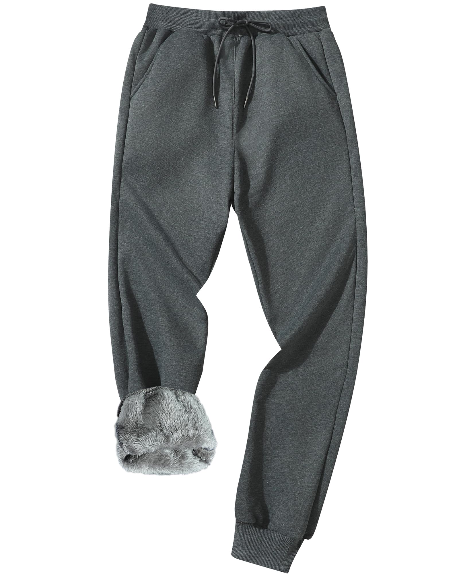 GXAMOY Men's Winter Fleece Pants Sherpa Lined Sweatpants Active Warm Thick Jogger Pants Charcoal Grey(905) L Image