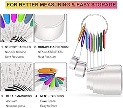 Measuring Cups & Spoons Set of 16, Wildone Premium