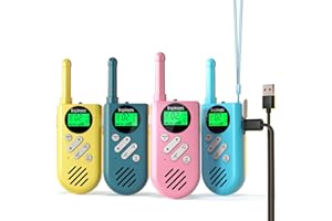 Inspireyes Walkie Talkies for Kids Rechargeable, 48 Hours Working Time 2 Way Radio Long Range, Outdoor Camping Games Toy Birthday Xmas Gift for Boys Age 8-12 3-5 Girls, 4 Pack