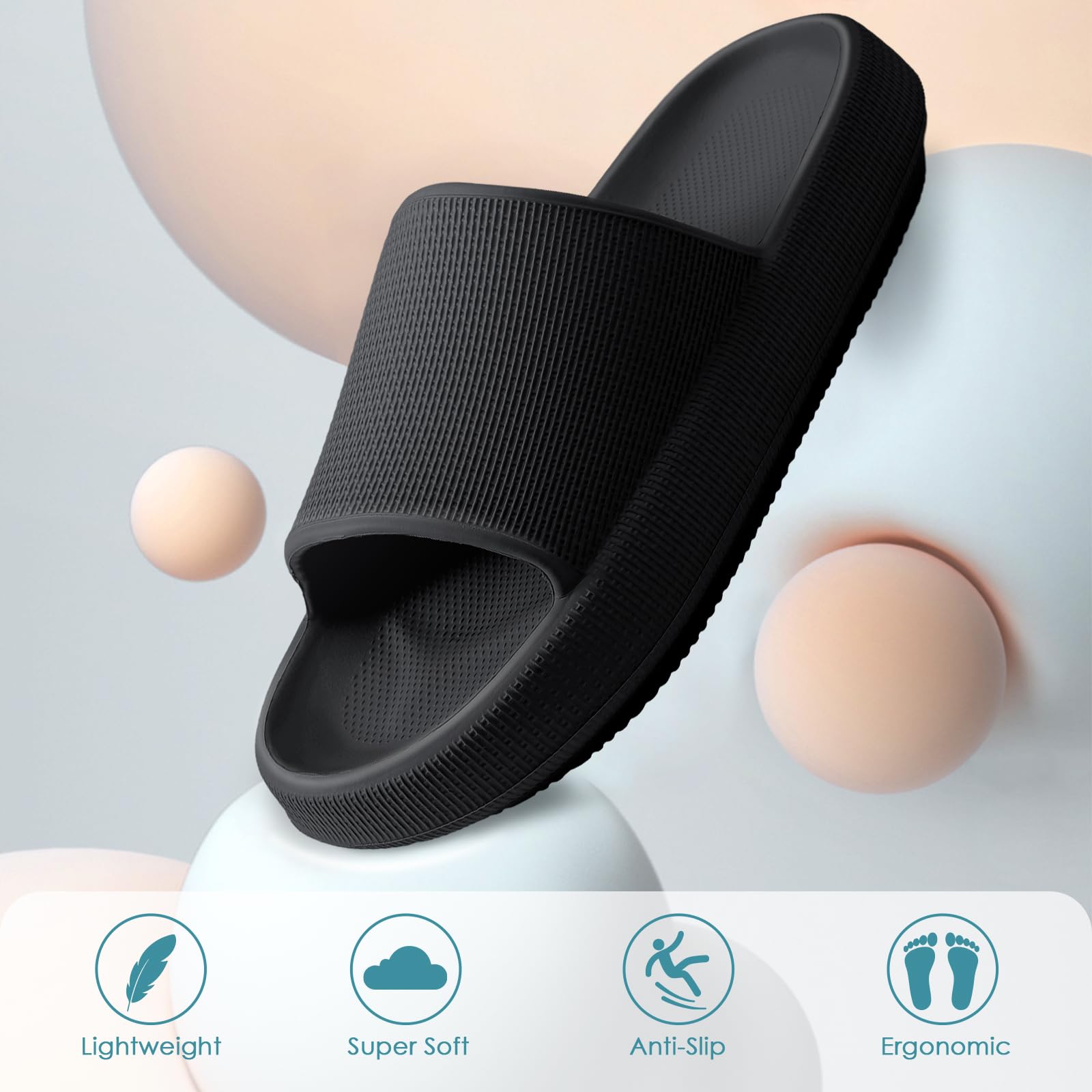 HUXMEYSON Slides for Women, Quick Dry Slides for Men, Arch Support Shower Shoes with Cushioned Sole