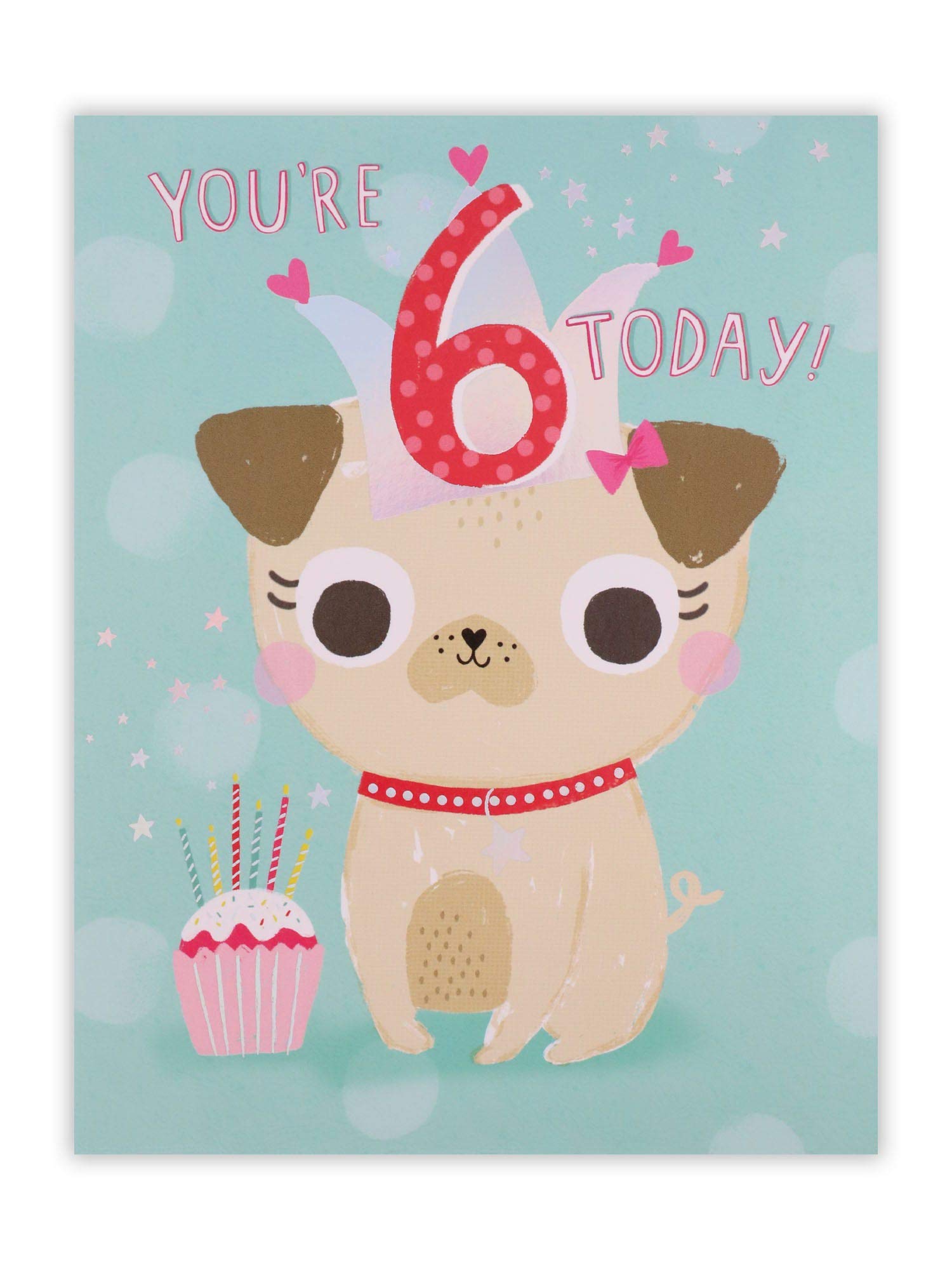 Clintons: Pug In Party Hat With Stickers, 6th Birthday, Girl | for her 149x195mm, multi-colour, 1165960