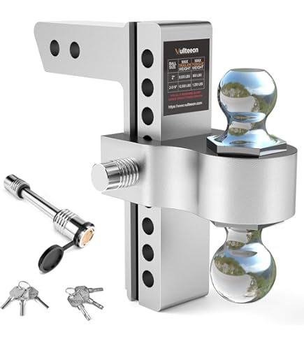 NenNicht Adjustable Hitch Fits 2" Receiver, 6 Inch Drop/Rise Trailer