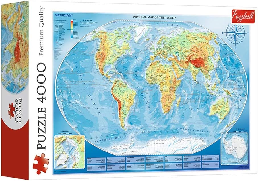4000 Pieces Large Jigsaw Puzzle for Adults Kids，World Map,Colorful IQ Game Intelligent Educational Toys,DIY Home Decoration,136x96cm