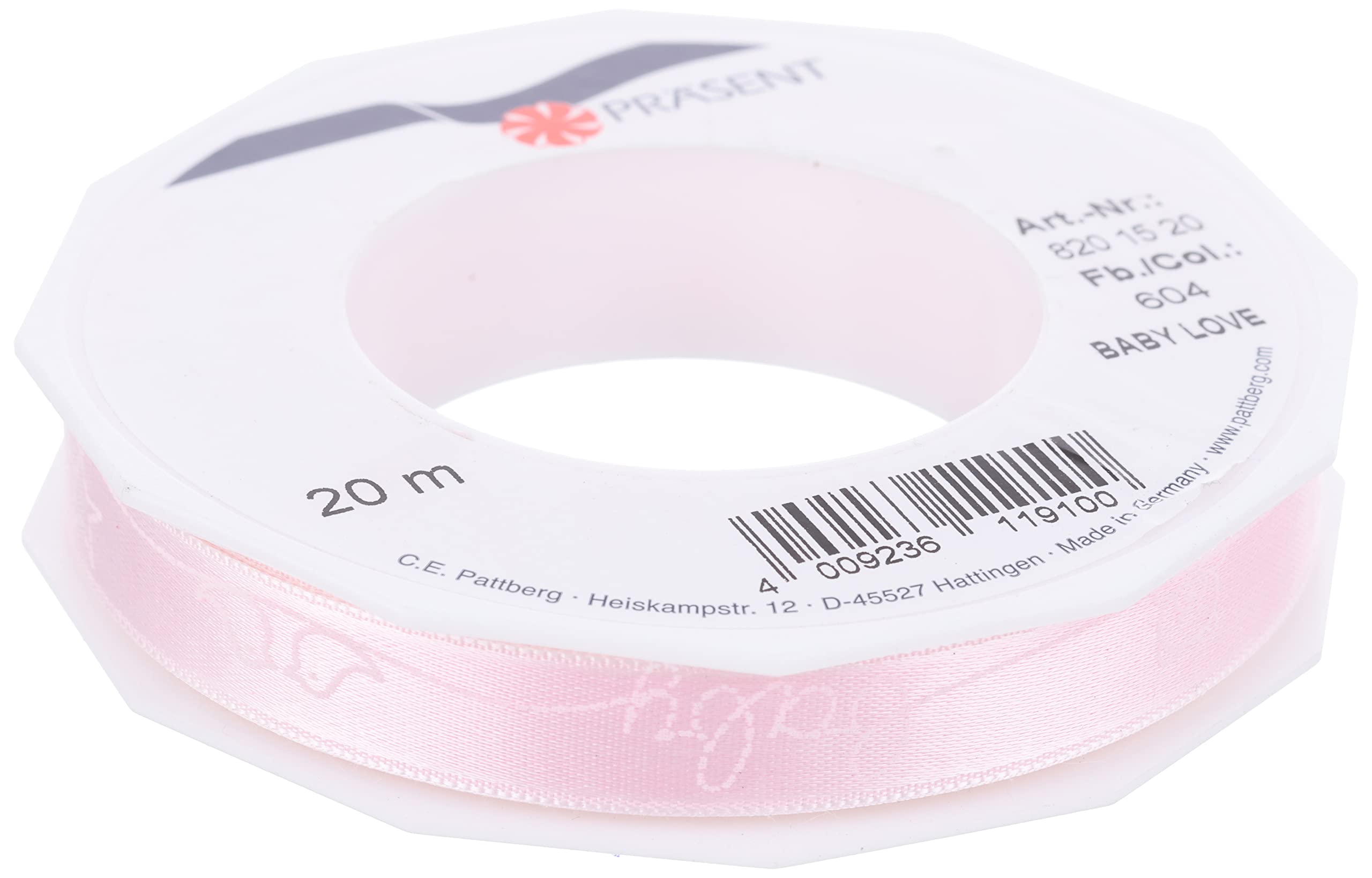 Präsent - Baby Love Printed Satin Ribbon Pink 20-m-Roll 15 mm width — image 1