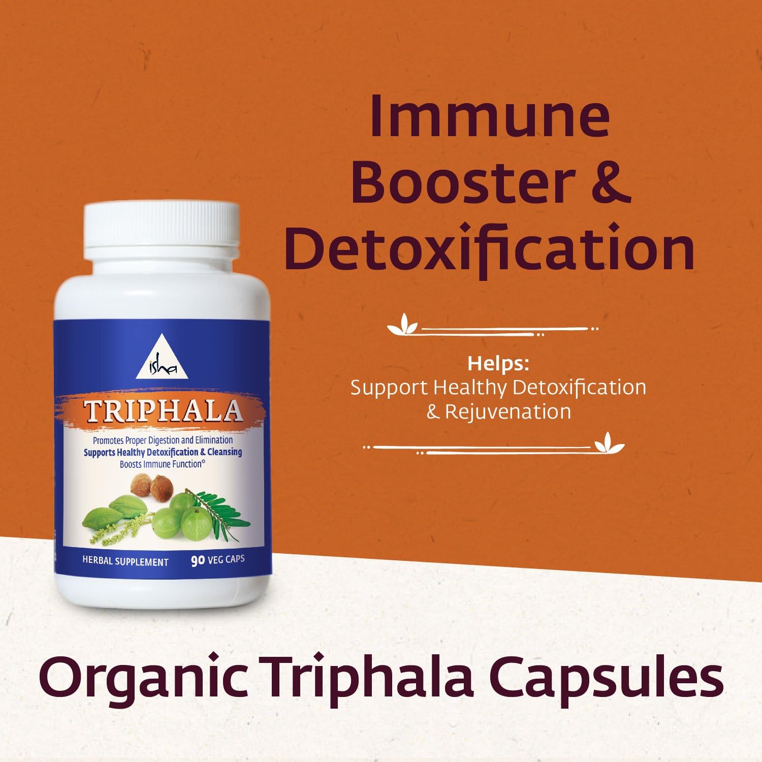 Isha Organic Triphala Capsules Promotes Digestion and Elimination