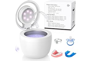BOLDUEL 2025 Upgraded Ultrasonic Retainer Cleaner Machine Deep Clean with Buzzer Alarm, Versatile Denture Cleaner 45kHz, Mouth Guard Cleaner, Night Guard Cleaner Dental Cleaning Pod 6 u/v Lights