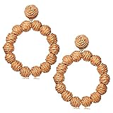Rattan Zinc Earrings Rattan Ball Hoop Dangle