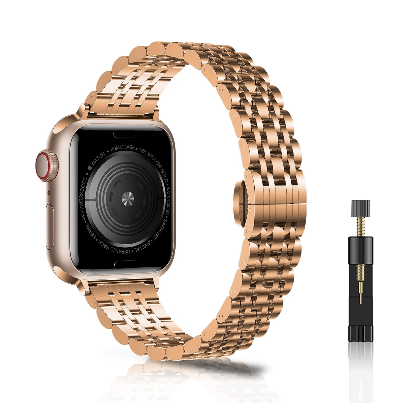 NicMool Slim Metal Straps for Apple Watch 38mm 40mm 41mm 42mm, Thin Stainless Steel Replacement Band for iWatch SE 3/SE 2/SE, iWatch Series 11/10/9/8/7/6/5/4/3/2/1 - Rose Gold