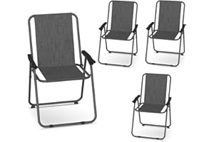 UDPATIO Patio Folding Chairs Set of 4, Lightweight Portable Patio Chairs with Sturdy Steel Frame Textilene Fabric, Black