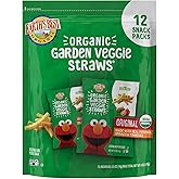 Earth's Best Organic Kids Snacks, Sesame Street Toddler Snacks, Organic Garden Veggie Straws for Toddlers 2 Years and Older, Original, Multipack, .5 oz Bags, 12 Count