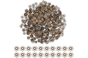 DICOSMETIC 1000Pcs Flower Bead End Caps Antique Bronze Cap Ends Spacer Beads Multi-Petal Spacer Beads Filigree End Caps Hollow Bead Caps Iron Bead Caps for Jewelry Making, Hole: 1mm