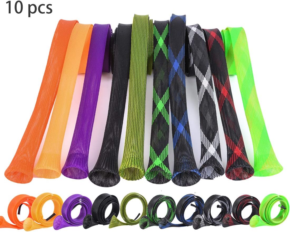 CAPACI Fishing Rod Sleeve Braided Mesh Rod Protector Fishing Rod Sock Cover Pole Glove Tools 10 Pcs