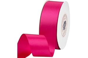 VATIN Solid Color Double Faced Hot Pink Satin Ribbon 1-1/2" Wide 50-Yards Long Perfect for Wedding Decor, Crafts, Bow Making, Sewing, Gift Package Wrapping and Other Projects