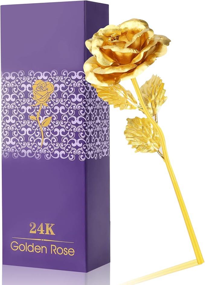 Amazon Com Loveinusa Golden Rose 24k Gold Rose Flower With Luxury Gift Box Great Gift Idea For Valentine S Day Mother S Day Kitchen Dining