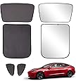 Xipoo Tesla Model 3 Sun Shades Glass Roof Sunshade Sunroof Rear Window Sunshade Foldable for Tesla Model 3 Accessories Upgrade Two-Layer (6 Pcs)(Full Cover)