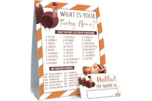 BIRTDERR What is Your Turkey Name, Thanksgiving Party Game, Birthday Game for Kids and Adult Parties, Holiday Activity, Activity Game for Class Graduation Birthday