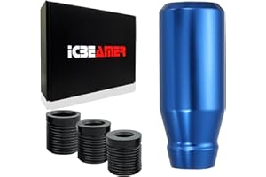 ICBEAMER Blue Aluminum Shift Knob, Fit Automatic and 4, 5 and 6 Speed Manual Transmission Vehicles, Interior Car Gear Lever Stick Shift Handle Automotive Replacement Parts, 1 Piece