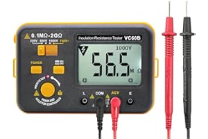 VC60B Insulation Resistance Tester,SKYCENX Megohmmeter Megaohm Meter,with 250V/500V/1000V Test Voltage Testing,Insulation Resistance IR 0.1MΩ~2GΩ and Measure 750V AC Voltage,Testing Wiring Insulation