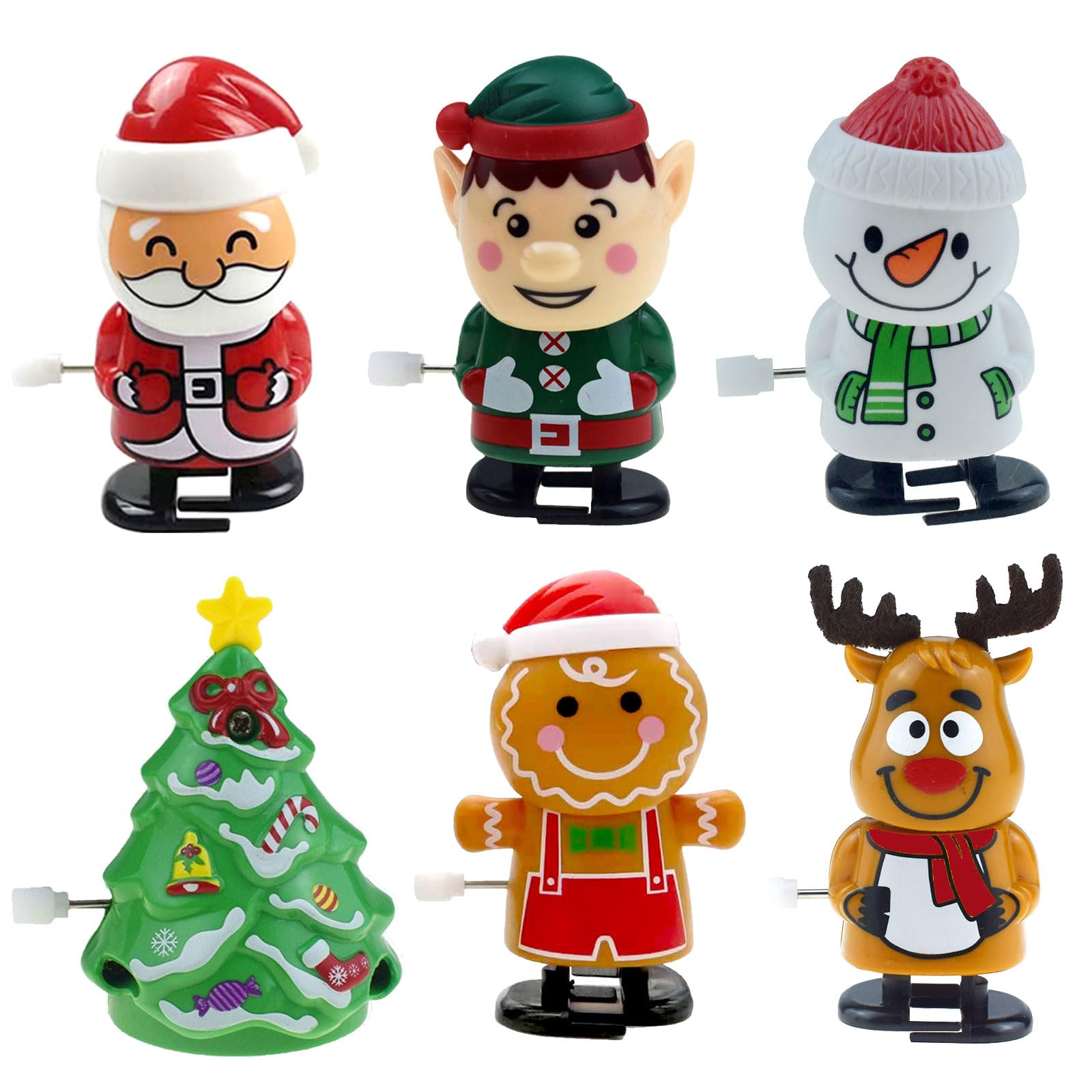 AYNKH 6Pcs Christmas Wind Up Toys, Snowman, Gingerbread Man, Christmas tree, Santa Claus, Elk deer, Spirit,for Kids Christmas Party Favors Xmas Stocking Stuffers Goody Bag Filler