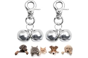 SCENEREAL Bells for Dog Collars - 2 Pack Pet Hanging Ring Bell Accessories for Dog & Cat, Pet Pendant Collar Charm with Heavy Duty Snap Clips