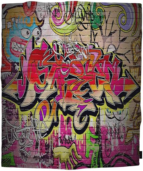 Amazon Com Ofloral Graffiti Wall Background Kids Plush Fleece Throw Blanketurban Art Grafitti Vector Design Blanket For Bed Couch Sofa Chair Travel 40x50 Inches Home Kitchen