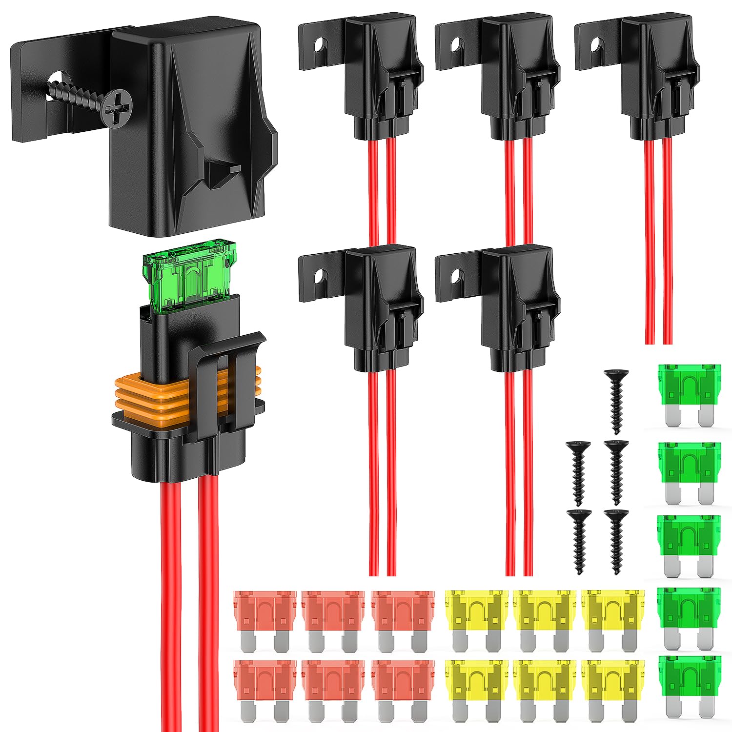 Photo 1 of Nilight 6pcs Inline Fuse Holder 12AWG Waterproof ATC/ATO Blade Holder 20A 30A 40A Regular Heavy Duty in Line w/Cover Fits 1A to 30A Fuses for 12V Automotive Vehicles