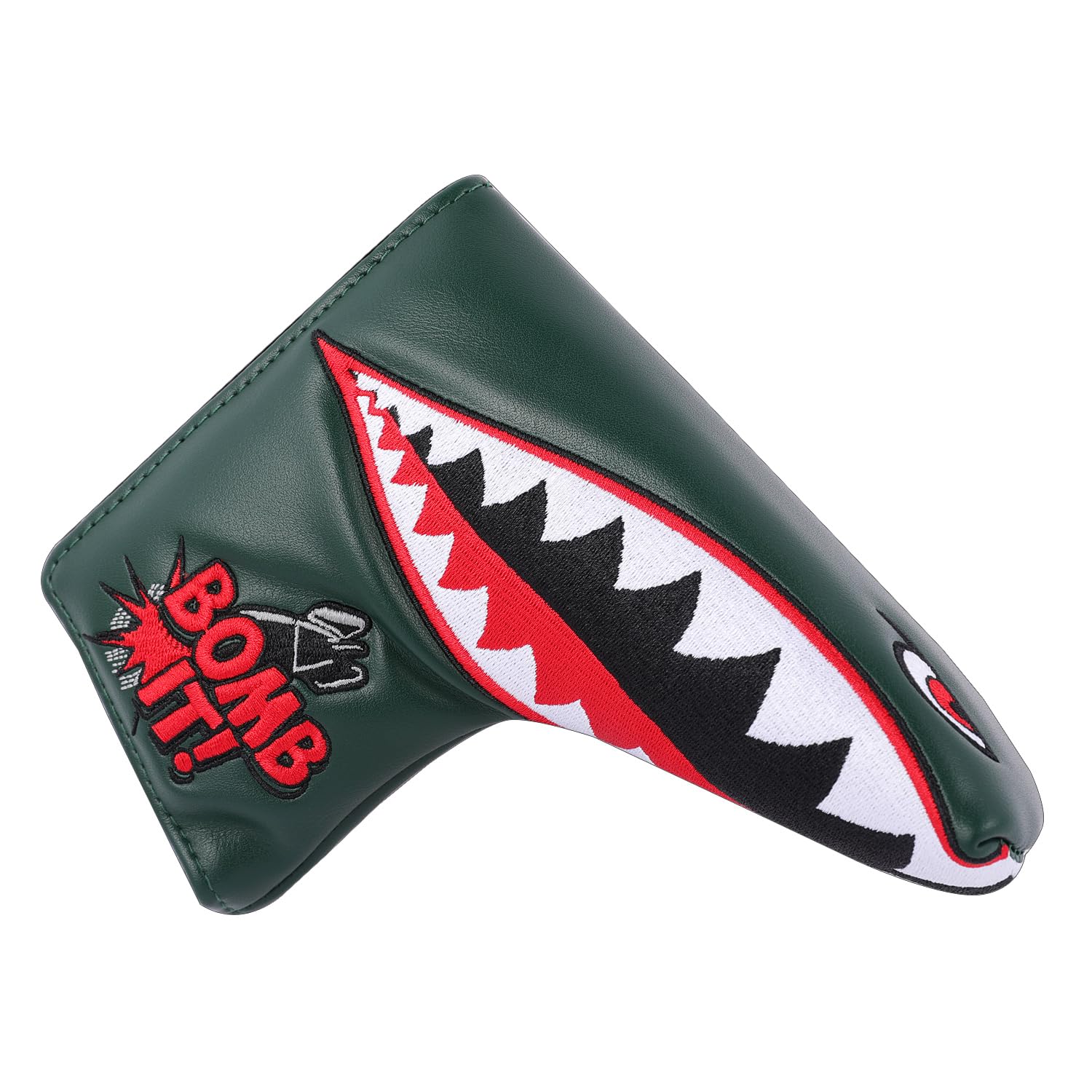SHABIER New War Shark Flying Tiger Warshark Golf Putter Headcover Golf Blade Putter Cover (Dark Green Blade Cover)