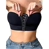GORGLITTER Women's Front Closure Strapless Push Up Bras Seamless Wireless Bandeau Bralette