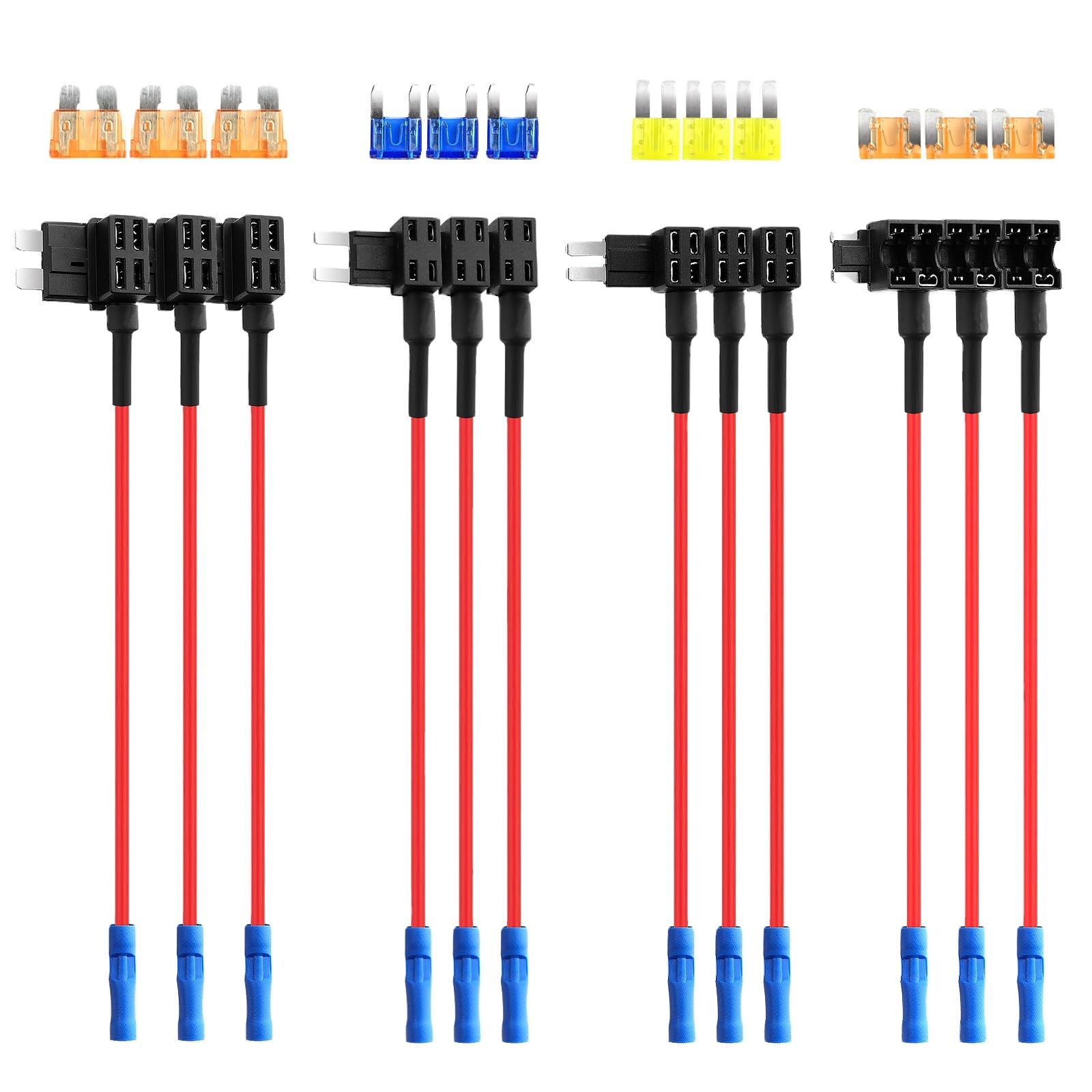 Photo 1 of 12V Car Fuse Tap 12 Packs Fuses Automotive Kit Add-a-Circuit Fuse Tap Connector ATC AMP Blade Fuse Holder