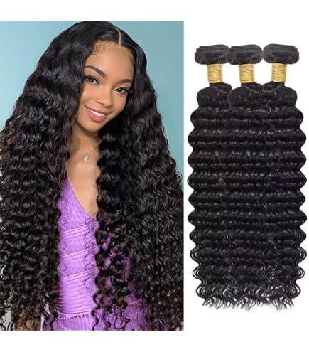 Amazon.com : Deep Wave Human Hair Bundles, 18 20 22 Inch 