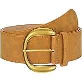 SANSTHS Women Wide Leather Belt for Dresses Jeans Fashion Thick Suede Waist Belts Ladies Chunky Belts