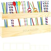 Solaradgy Wooden Straw Holder for Cabinet, Kitchen Cabinet with Double-Sided Adhesive Tape, Organizer Storage Dispenser for Kitchen Counter Cupboard Door