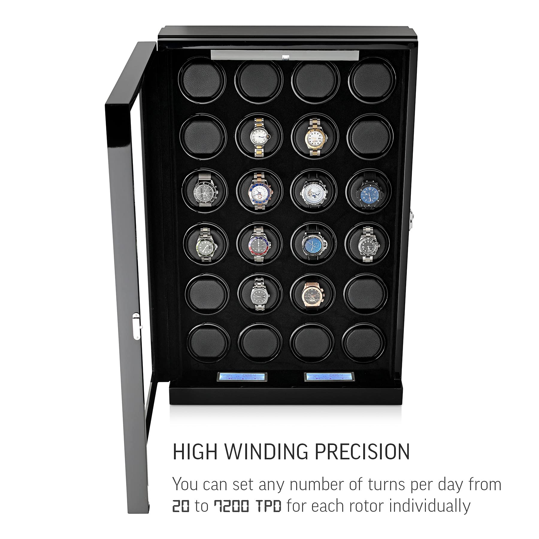 24 Watch Winder with Hi-Gloss Finish and LED Backlight