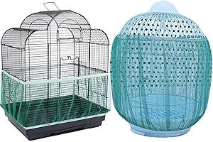 Bonaweite Mesh Bird Seed Catcher, Birds Cage Net Cover, Soft Nylon Skirt with Adjustable Drawstring