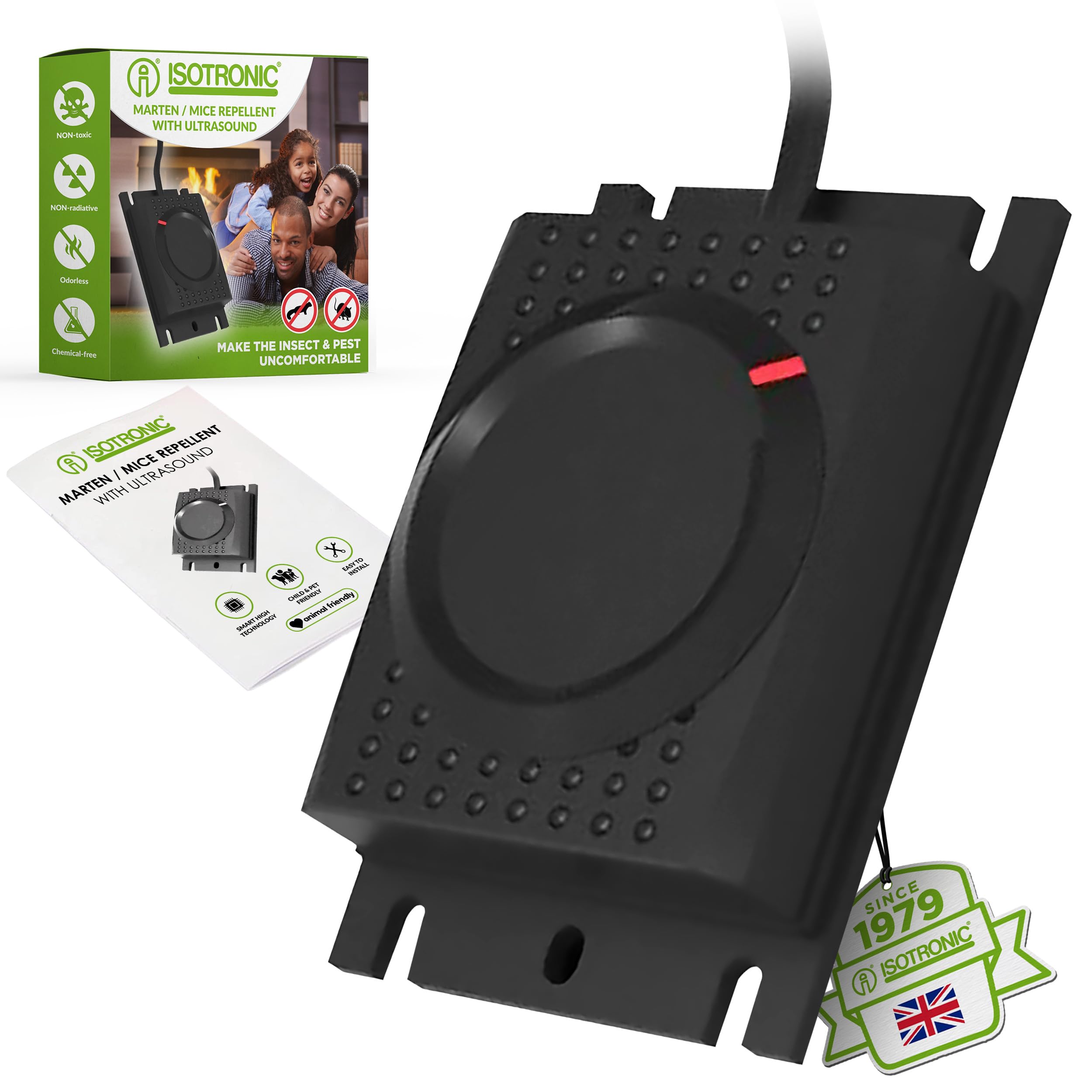 ISOTRONIC Mice Repeller/Rat Repellent 12V with Ultrasound for Car - Repels Mice, Rats, Dorman Sleeper