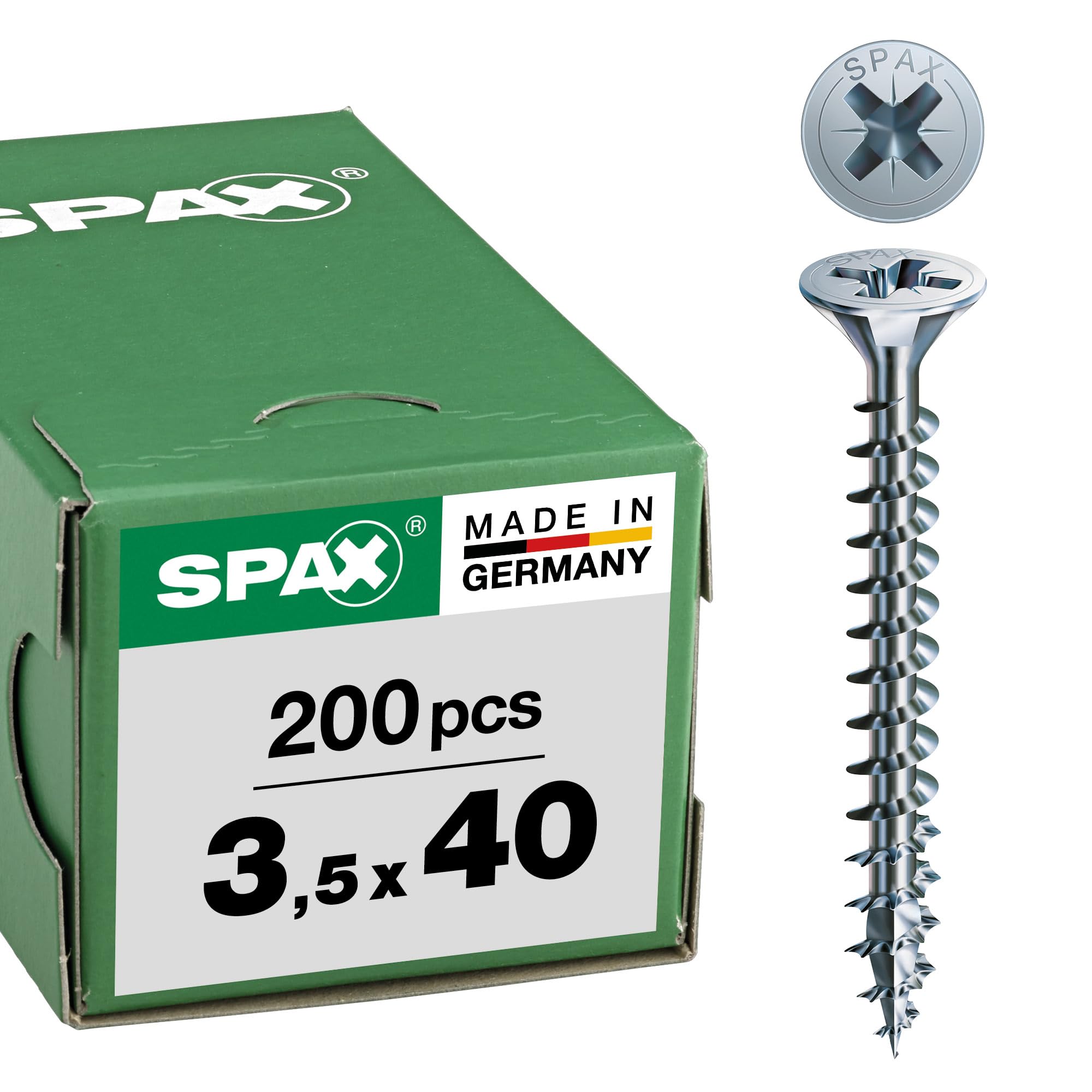 Spax – Universal Screw Countersunk Head Phillips Z 4Cut Full Thread Galvanised Blank A2J – 1081010350123, 1081010350403 — image 1