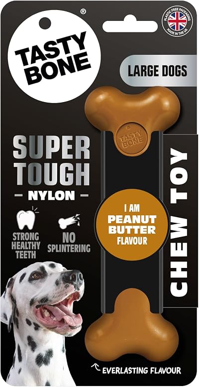 Tasty Bone Nylon Dog Chew Large Peanut Butter Indestructible UK Made