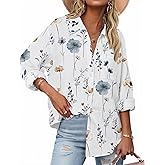 Zeagoo Womens Button Down Shirts Long Sleeve Cotton Gauze Tops Casual Collared Blouses Loose Fit