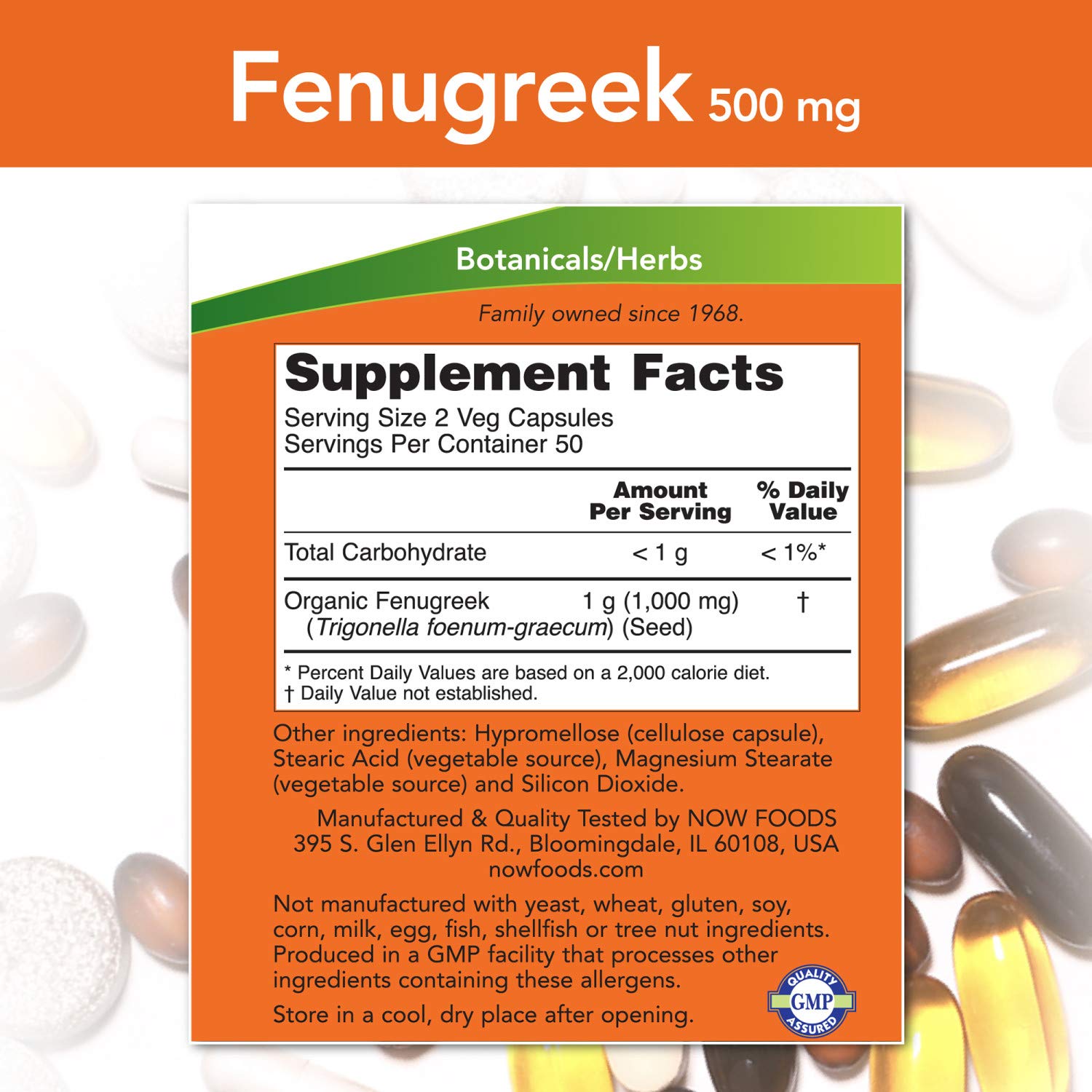 NOW Supplements, Fenugreek (Trigonella foenumgraecum) 500 mg, Herbal Supplement, 100 Veg