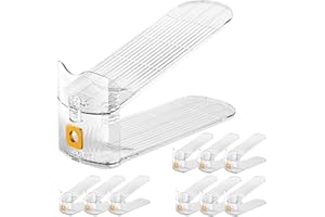 GIUNJOE Clear Shoe Slots Organizer 10 Pack Space Saving Shoe Stacker for Closet Adjustable Shoe Rack Holder Shoes Storage Org