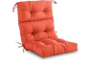 YOOZEKU Outdoor/Indoor High Back Chair Cushion,Waterproof All-Weather Stuffed High Rebound Foam Adirondack Chair Cushion,Seat/Back Chair Cushion for Outdoor Furniture,Orange