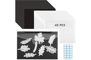 GCFOIR 48 Pcs 5 x 7 Inch Magnetic Sheets for Dies Storage 0.6 mm Thickness Non-Adhesive Magnetic Sheets with Die Storage Bags, Die Cut Storage Essential Set (24 Pcs Sheets+24 Pcs Pockets+Label Stickers)