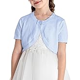 BOBOYOYO Short Sleeve Girls Shrug Cotton Knit Girls Cardigan Childrens Bolero Dress Sweater Toddler Shawl Cover Up for 3-14Y