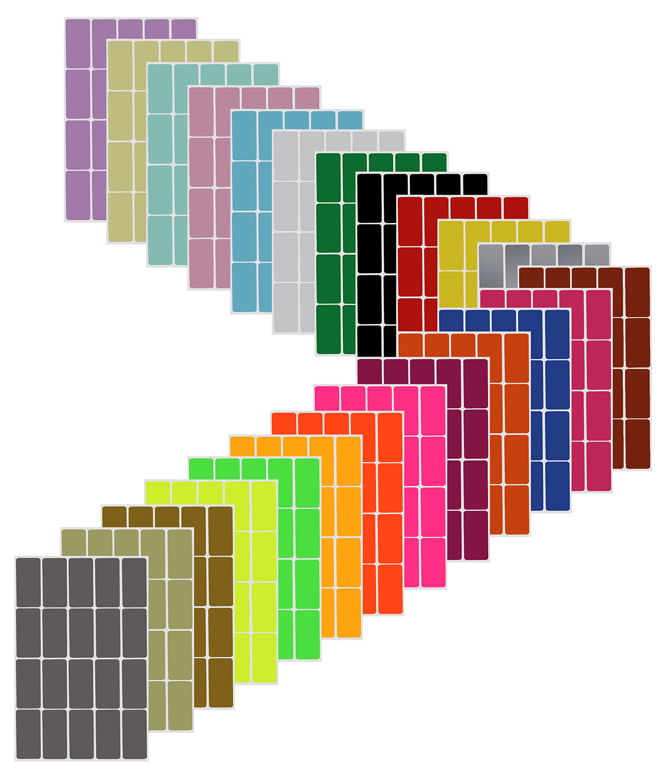 Colored Labels Stickers Rectangle 40mmx19mm (4 cm x 1.9 cm) Rectangular Sticker for Inventory and Labeling - 480 Pack by Royal Green