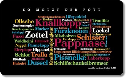 Amazon.de: Frühstücksbrettchen Ruhrpott Schimpfwörter, Tagcloud mit ...