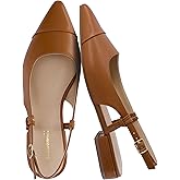 CUSHIONAIRE Women's Forever Pointed Toe Sling Back Dress Shoe +Memory Foam, Wide Widths Available, Cream Smooth
